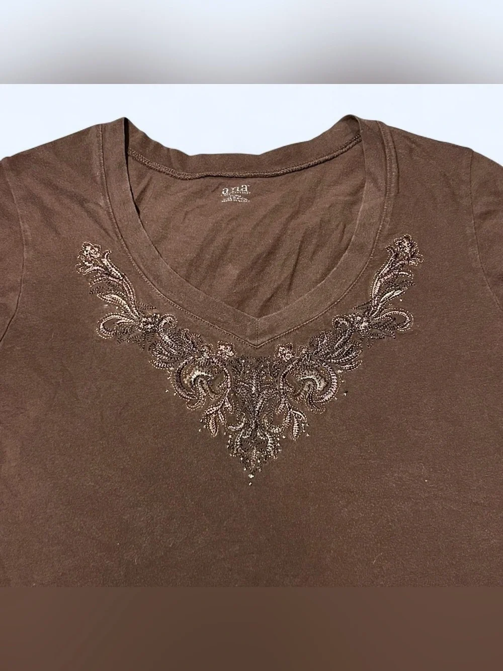 Y2K Floral Brown Baby Tee by A.N.A! - Picture 2 of 5